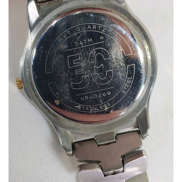 Yema Paris Watch Men Gold & Silver Tone 50M Date Steel 8" VR4Q269 MVT Quartz - Picture 10 of 11